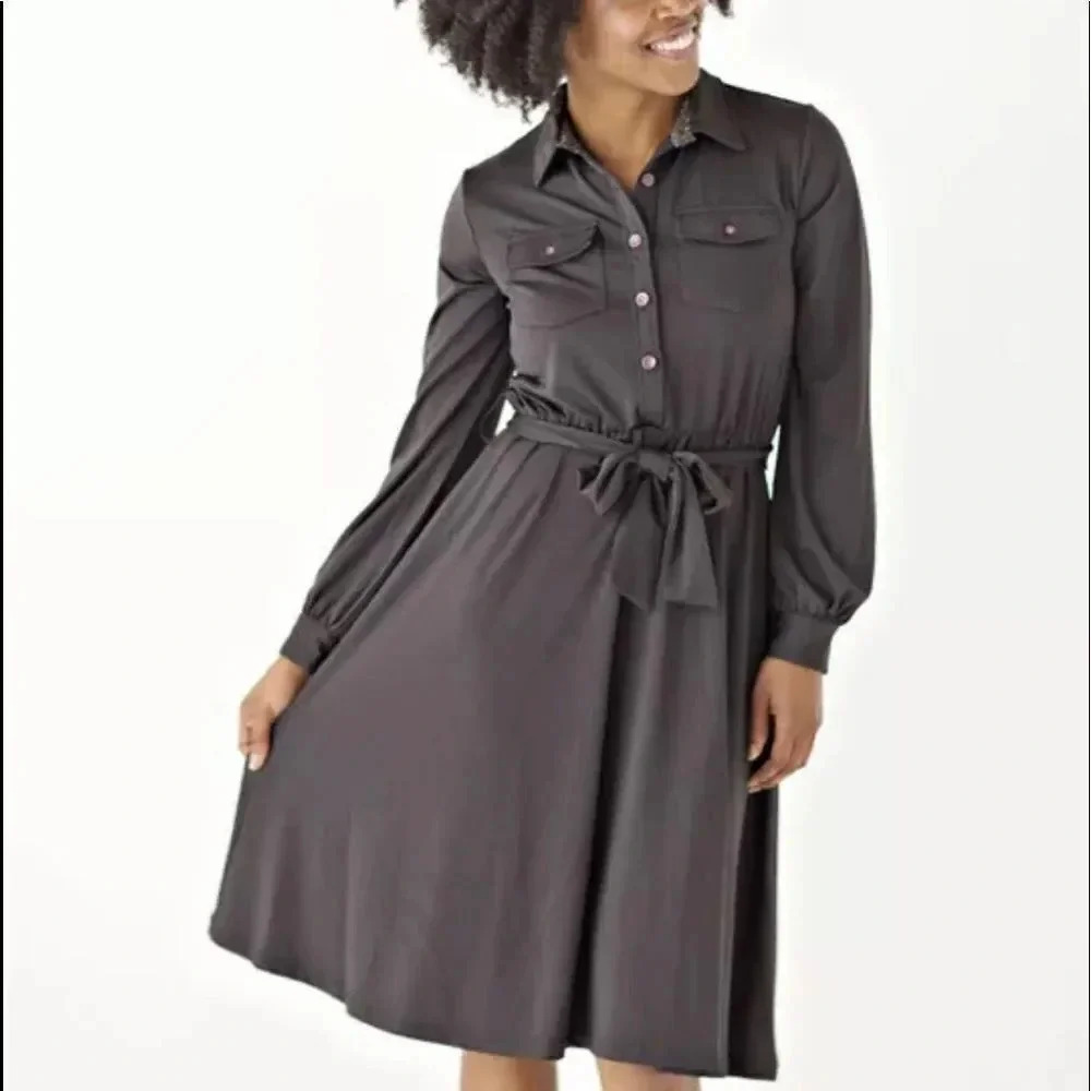 Matilda Jane Paint By Numbers Ink Blot Dress Small Long Sleeve Hemmed 35” Length - Picture 3 of 8